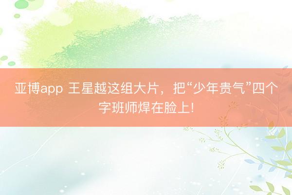 亞博app 王星越這組大片，把“少年貴氣”四個字班師焊在臉上!