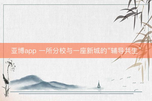 亞博app 一所分校與一座新城的“輔導共生”